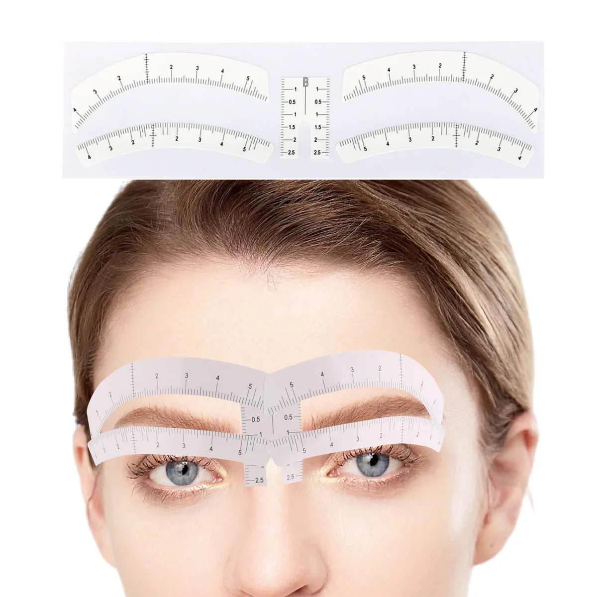 10Pcs eyebrow tattoo makeup auxiliary sticker eyebrow template  sticker with scale removable eyebrow sticker