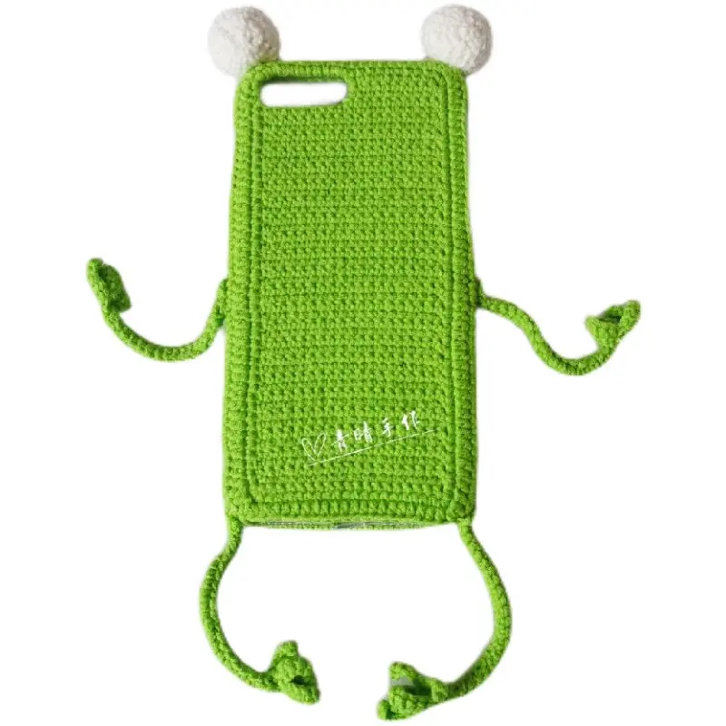 4035 Handmade Yarn Crochet Cute Frog Doll Phone Case Knitted Protective with iPhone Xiaomi Samsung Huawei Multiple Phone Models