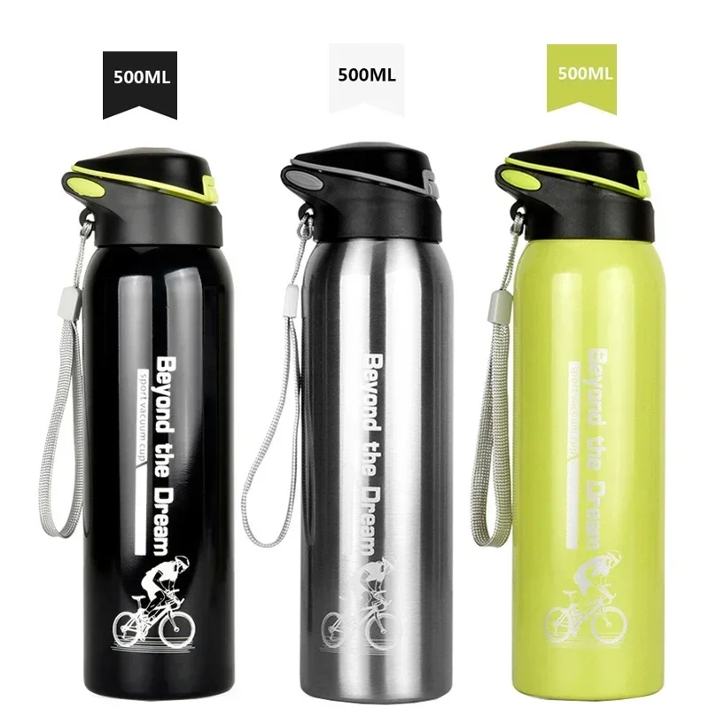 

New Outdoor Sport Cycling Water Cup Thermo Drink Mug Travel Cycling Equipment Bicycle Water Bottle Vacuum Stainless Steel 500ML