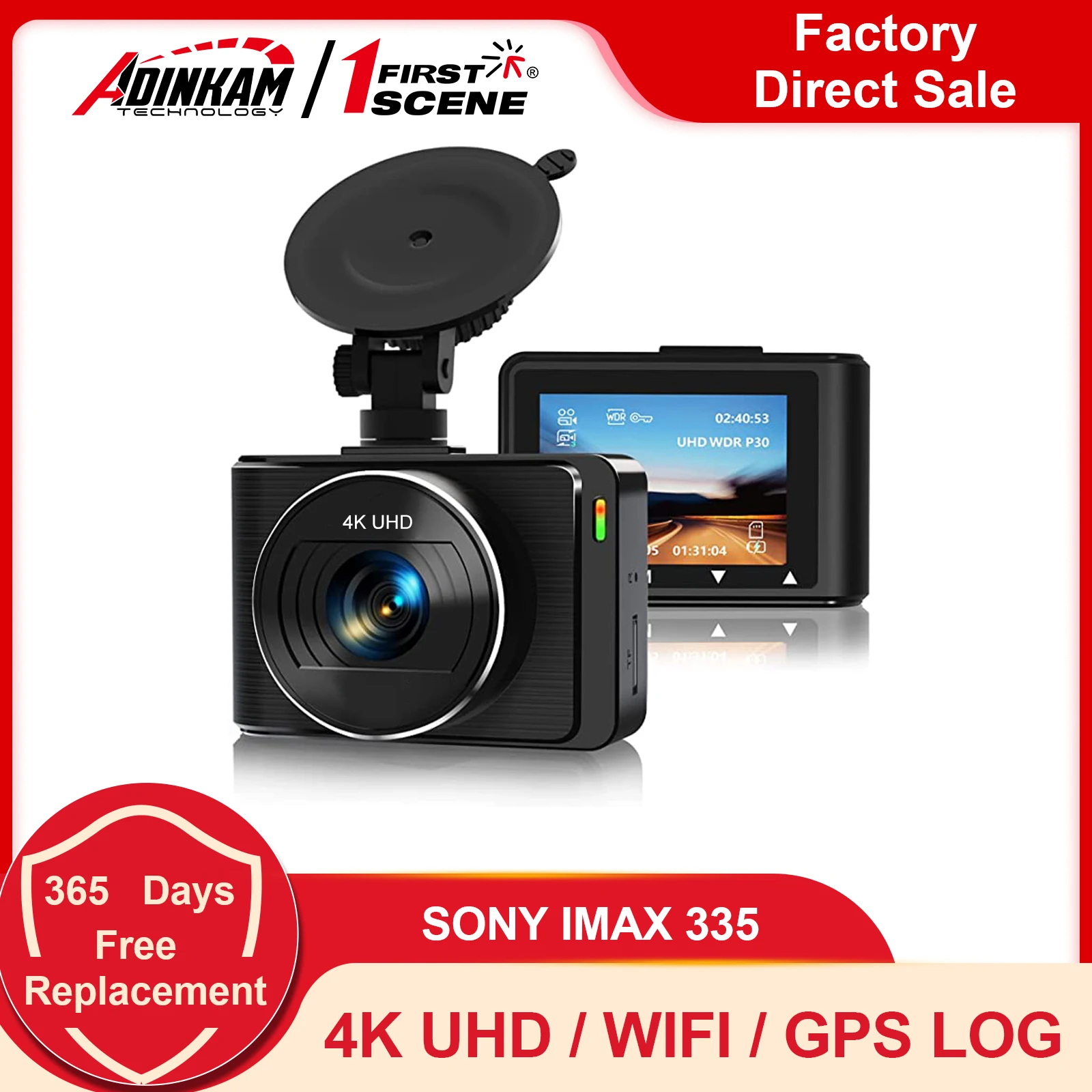 

ADINKAM 4K Car Camera 3840*2160P UHD DVR Camera Sony IMX 415 Ultra-bright Screen Wifi GPS Tracking 60 FPS Night Vision Recorder