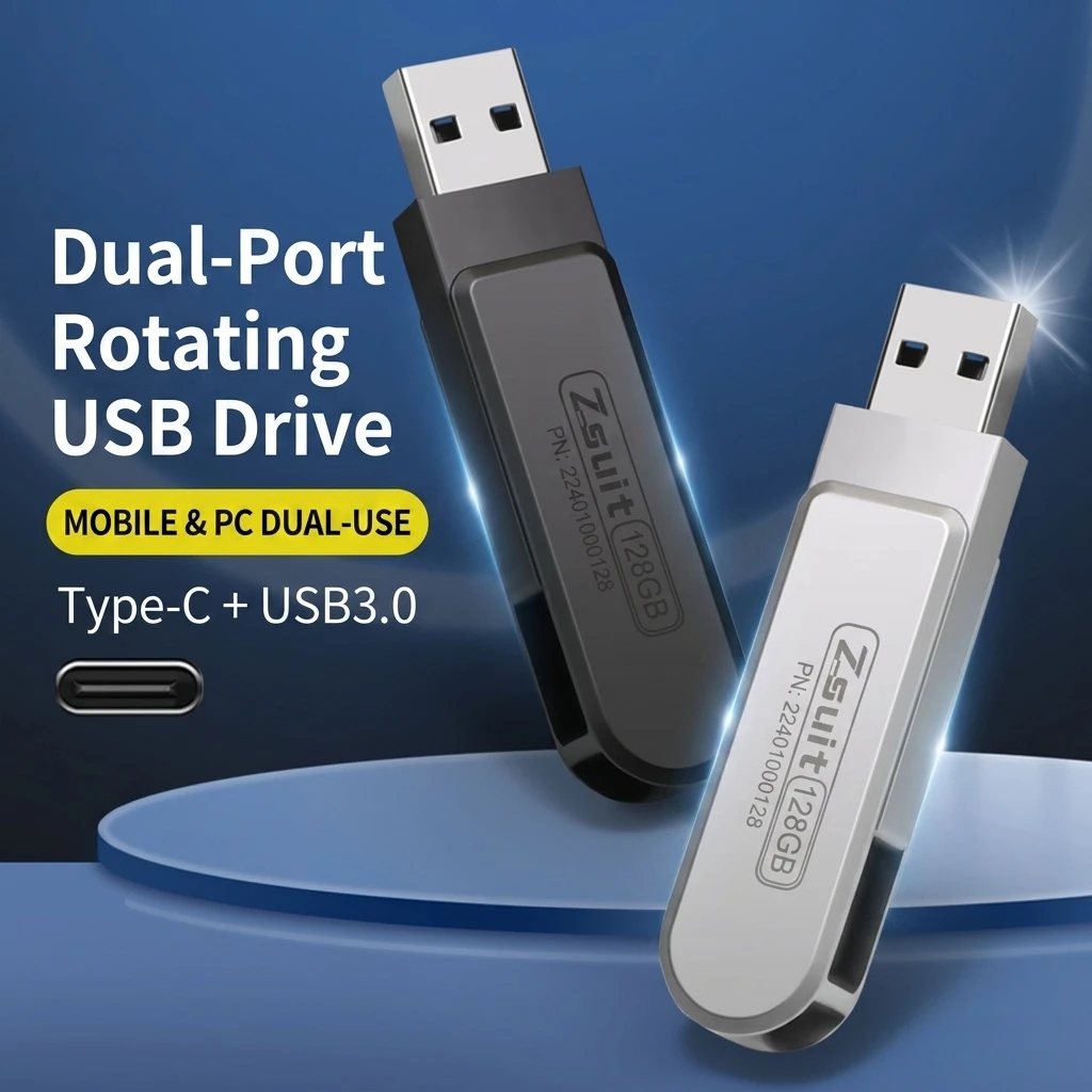 Mobile Phone Dual-use 256G 128G 64G 32G USB 3.0 Typec Dual-port USB Flash Drive Usb High-speed/6/8 Computer