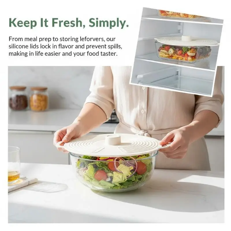 3pcs Silicone Lids Set With Double Handle Pot Lid Heat-Resistant Microwave Splatterproof Cover Reusable For Bowls Plates Pans
