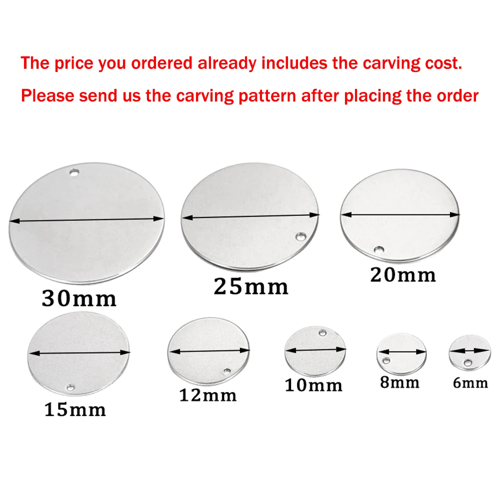 100pcs/lot Custom Laser Engrave LOGO Stainless Steel Charm Heart-Shaped Round Oval Blank Pendant Dog Tag For DIY Jewelry Making