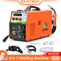 HITBOX 4 in 1 Welding Machine ARC/TIG/Gas Gasless MIG 2T 4T 110V 220V IGBT Inverter Mig Welder MIG250 Semi-Automatic Synergy