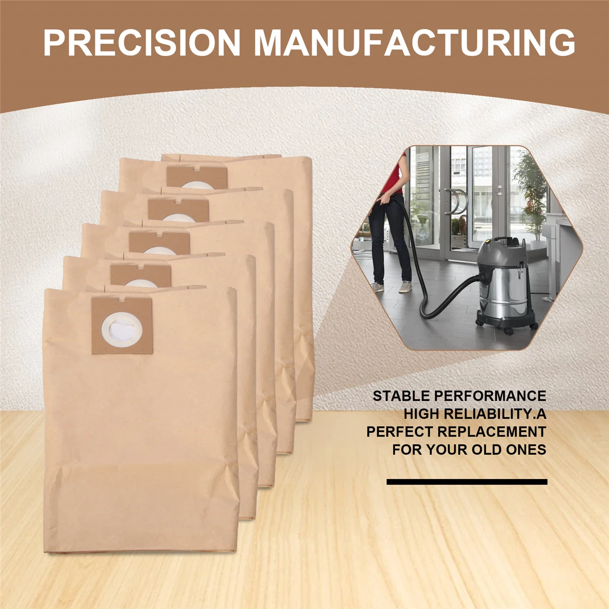 Bolsas de polvo para aspiradora populares para Karcher NT38 NT 38/1, bolsa de papel para polvo, bolsa de filtro