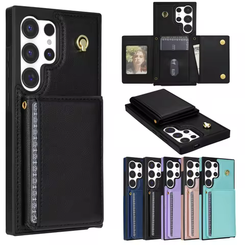 Crossbody Leather Case For Samsung Galaxy S24 Ultra S23 S21 FE S22 Plus A16 A15 A55 A14 A54 A04S A13 A53 Card Wallet Cover