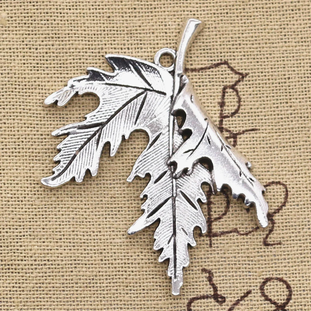 3 sztuk Charms składane liście klonu 55x44mm antyczny brąz srebrny kolor wisiorki dokonywanie DIY Handmade tybetański znalezienie biżuteria