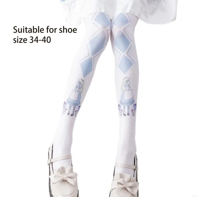 195E اليابانية لوليتا جوارب طويلة بيضاء خرافة الكرتون للفتيات القط أرنب نمط الجوارب النساء الفتيات تأثيري Stocki