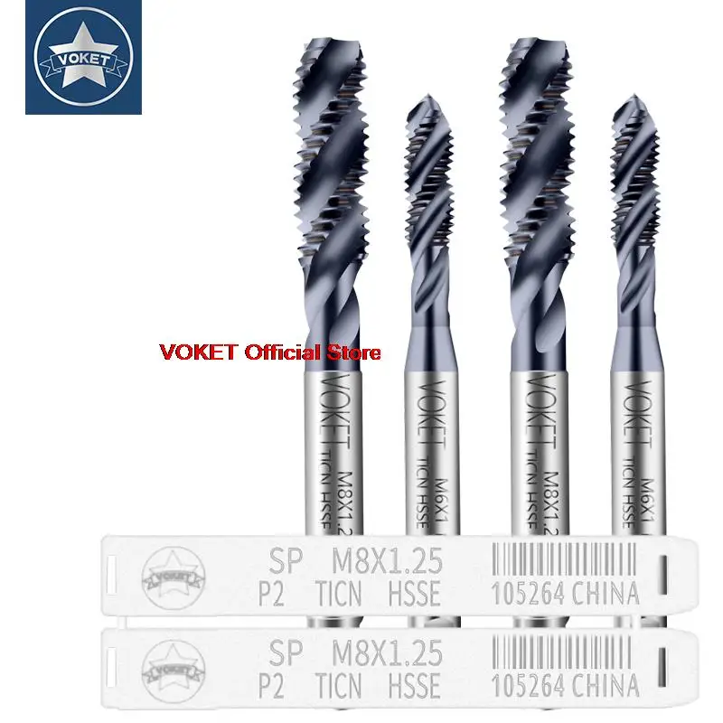 VOKET-grifo estriado en espiral HSSE-M35 JIS, máquina métrica de roscas, M5, M2, M2.5, M3, M4, M6, M8, M10, M12