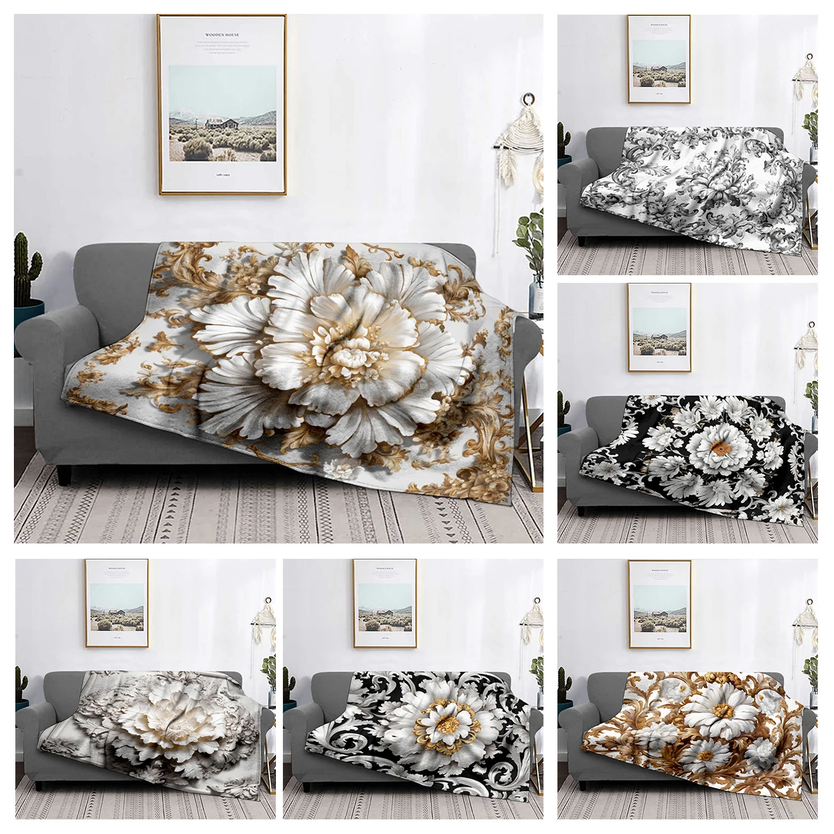 

Home decoration plush Throw Sofa blanket Bedspread on the bed fluffy soft blankets decor Plaid Modern Persia boho Blankets