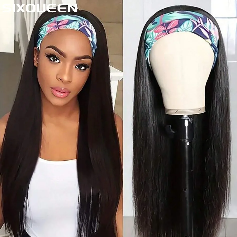 

Headband Straight Wig Human Hair 38 Inch 200 Density For Women Glueless Natural Color Machine Made Brazilian Hair Natural Color