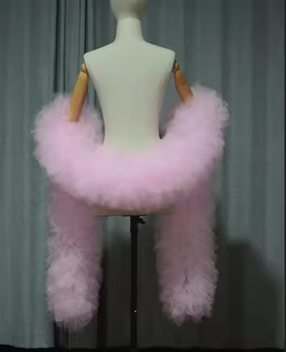 Fashion Stage ball party Club bridal Tulle Boa Ruffle shawl wrap Custom color wedding accessories cape - Image 13