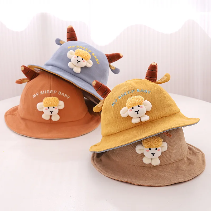 

Children's Fall And Winter Hat 1-3 Years Old Cartoon Cute Sheep Styling Fisherman Hat Children's UV Protection Sun Hat