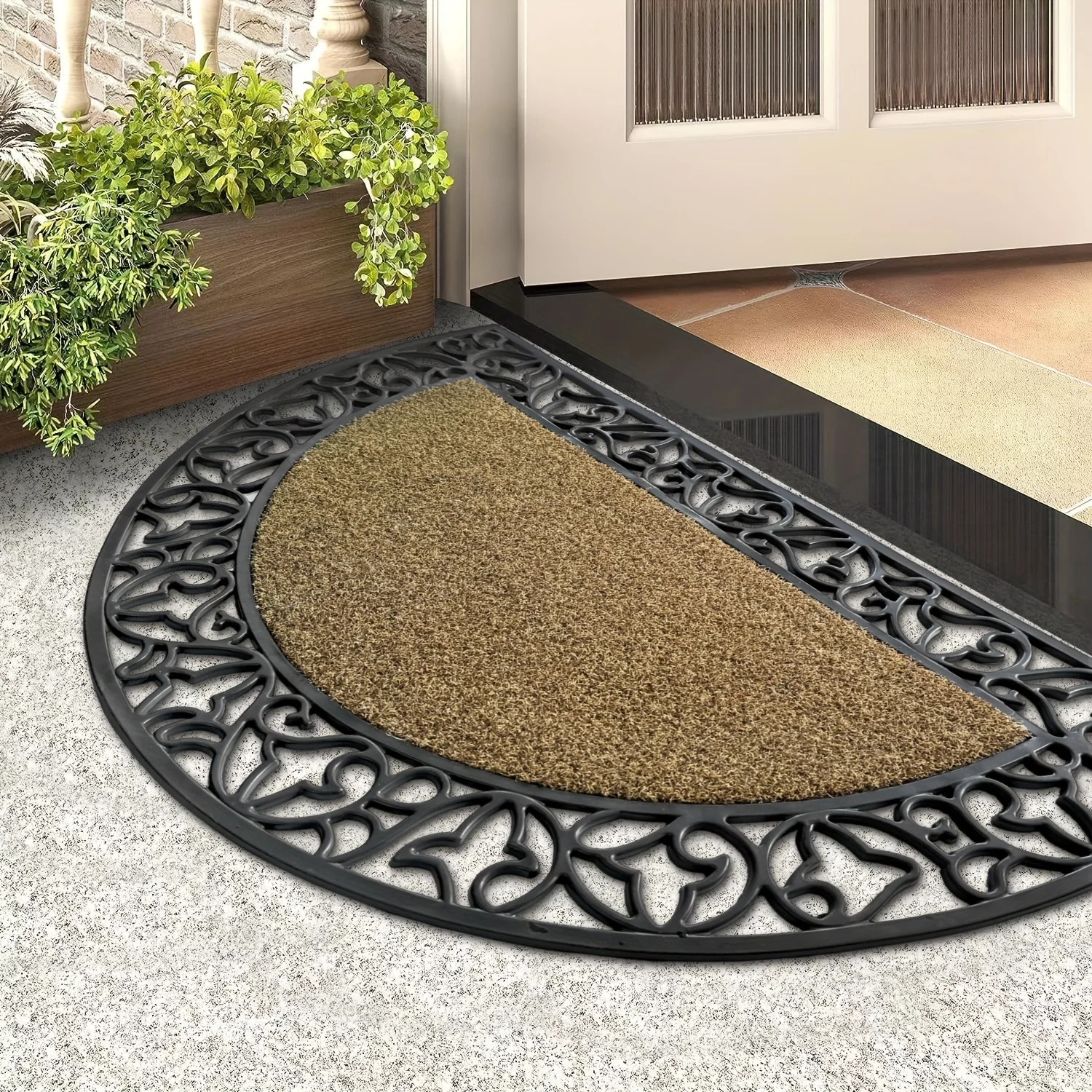 Outdoor Entrance Doormat PVC Hollow Drainage Floor Mat, Non-Slip Mud Scraping Waterproof Durable Patio Courtyard Anti-Deform Rug