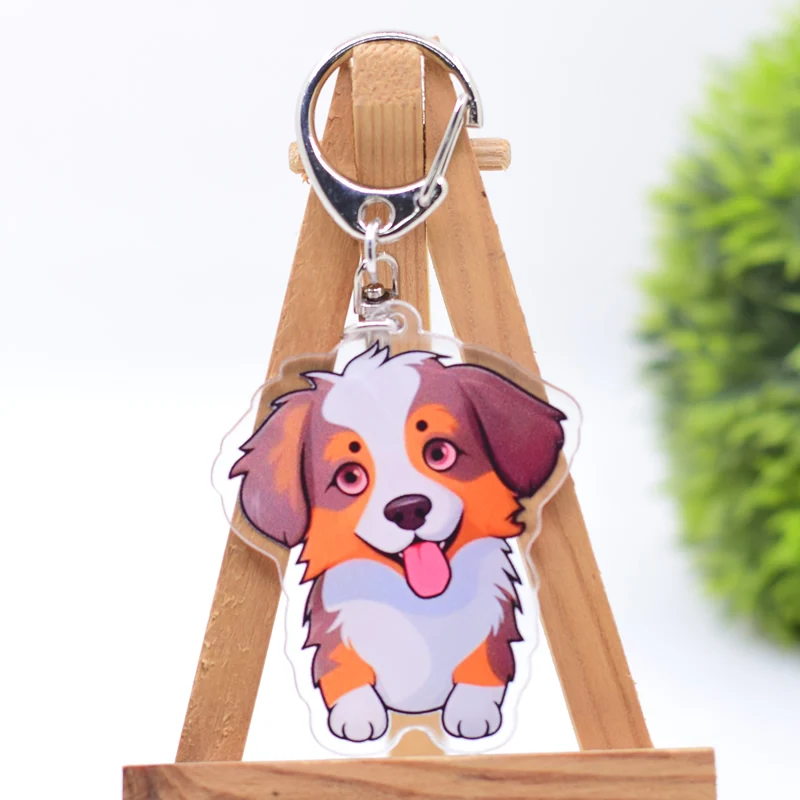 Lovely Dogs Keychain Arcylic Cartoon Figures Keyrings Kids Gift Key Chain Accessories