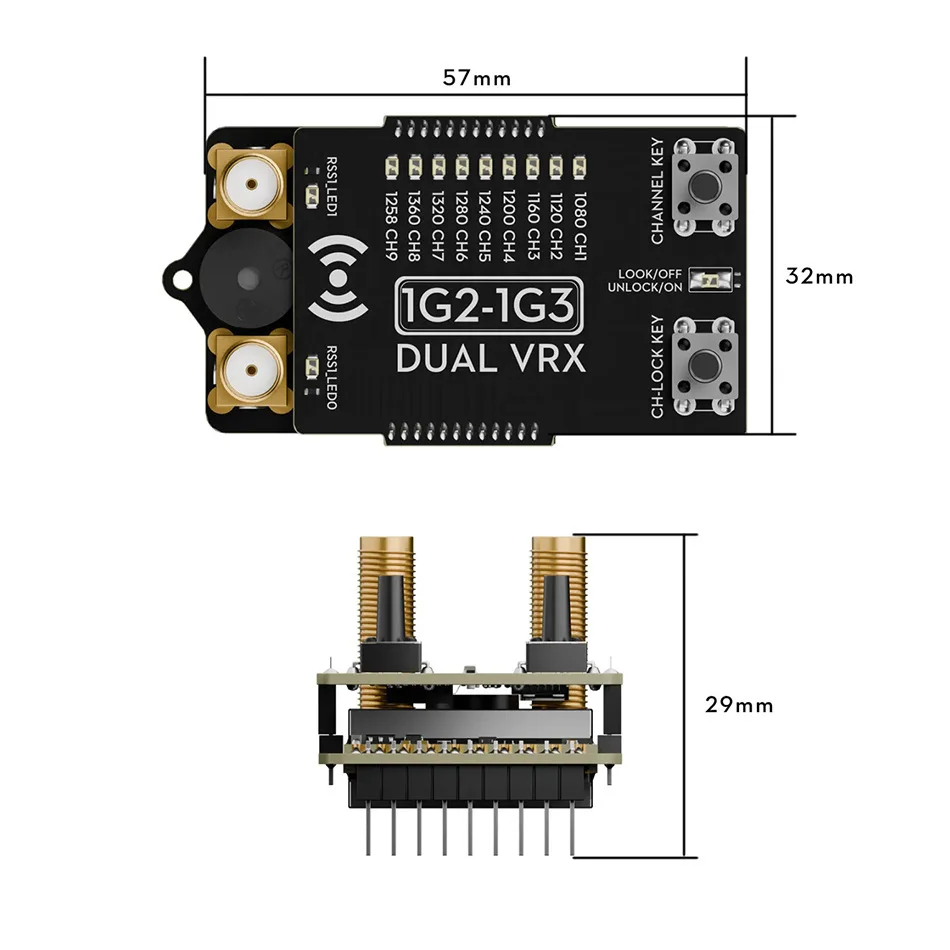 1.2G 1.3G Video Glasses Receiver VRX Dual Antenna Receiving Module Time Traveling Machine Parts Compatible Skyzone Transmission