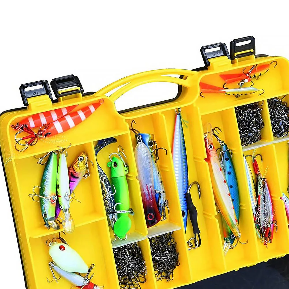 

Fishing Box Double Layer Plastic Durable Removable Insert Compartments Fishing Lures Hooks Storage Case Portable Outdoor Use