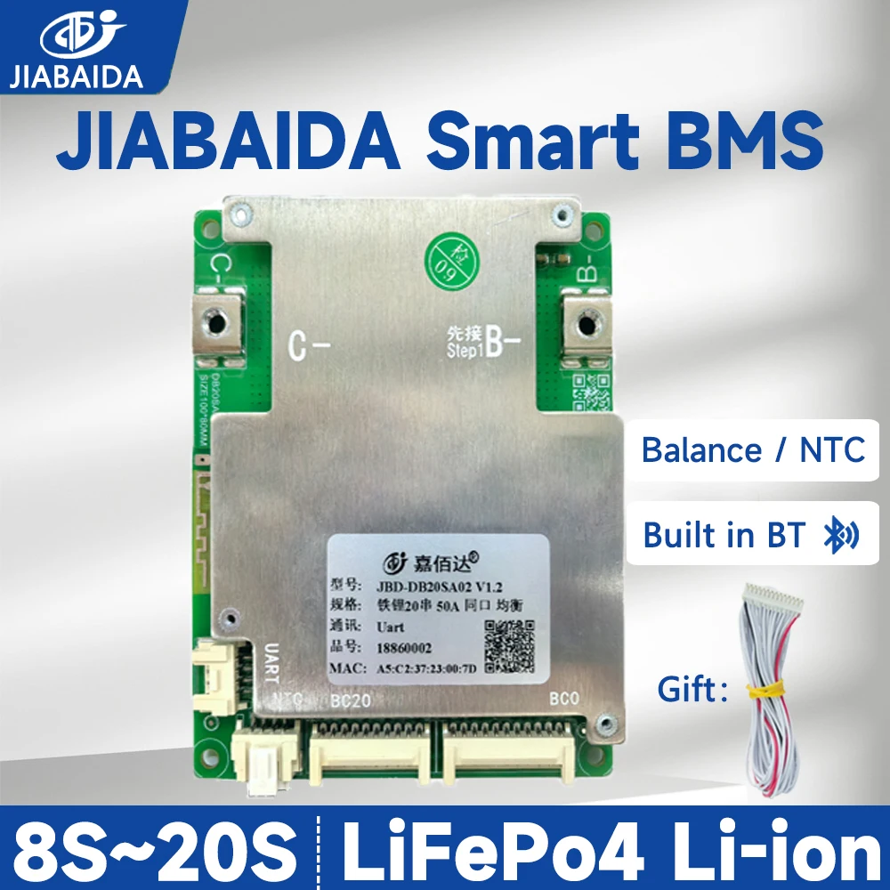 

JBD BMS LiFePo4 8S 24V 16S 48V 10S 12S 13S 17S Li-ion 40A 50A 60A непрерывный ток JBD BMS с балансом BT для электрического велосипеда