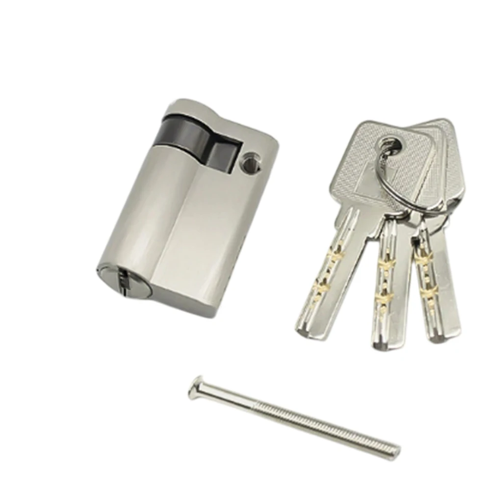 Copper Half Lock Cylinder 45mm 50mm for Interior Doors Security Lock with 3 Brass Keys European Standard Compatibility
