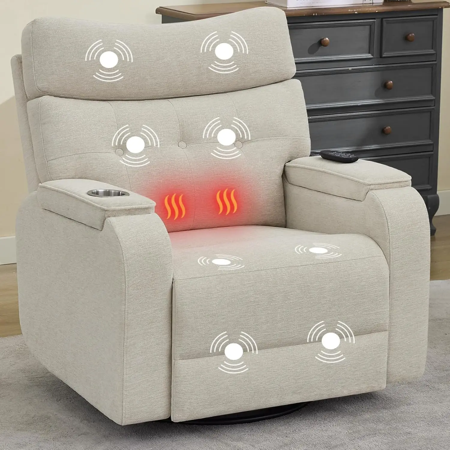 Power Power Swivel Rocker Recliner with Massage & Heat, Power Glider Recliners with Type-C Port & Timing, Oversized, Customized - Aliexpress Deal