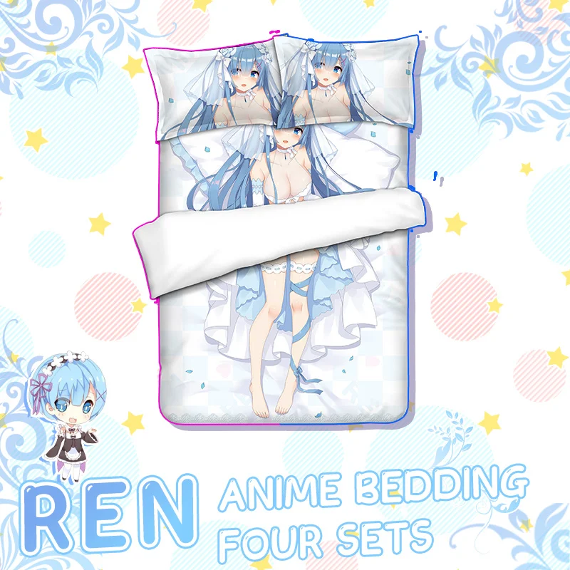 

Re:Life in a different world from zero Duvet Cover Set Pillowcase Long Hair Rem Bedding Set Full Queen King Size