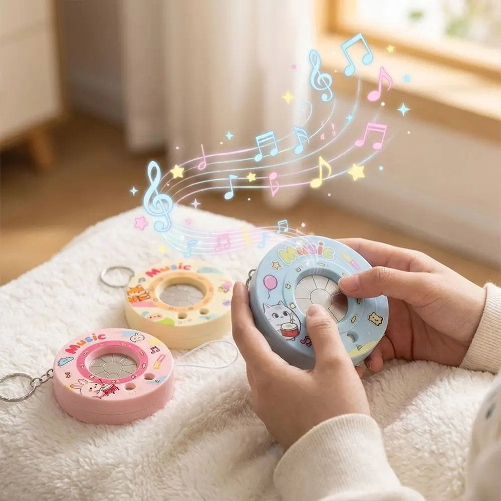 Gifts Cartoon Mini Piano Keychain Plastic Playable Keyboard Musical Toy Round Shape Cute Style Bag Decor Party Favor