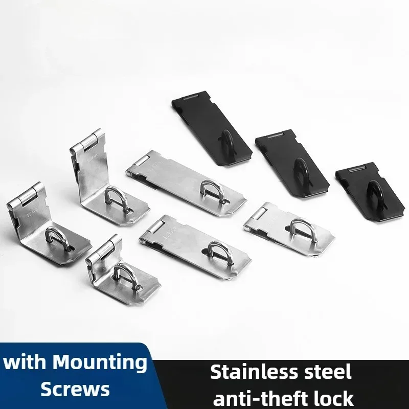 

201/304 Hasp Door Clasp Lock 90 Degree Right Angle Shed Gate Latch Household Burglar-proof Bolt Door Buckle with Mounting Screws