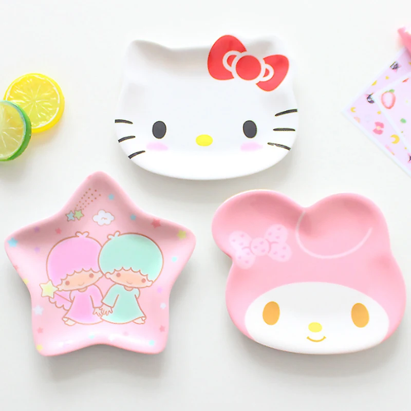 My Melody Sanrio Dinner Plate Hello Kitty Anime Baby Children Kawaii Saucer Tableware Cute Fruit Plates Cartoon Snacks Tray Gift