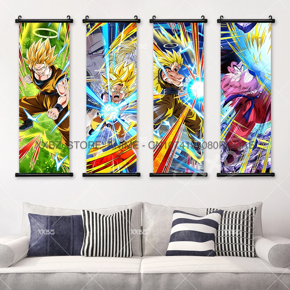 Dragon Ball Z Scrolls Picture Goku Wall Art Vegeta Hanging Painting Kakarotto Home Room Decoration Super Saiyan Canvas Posters