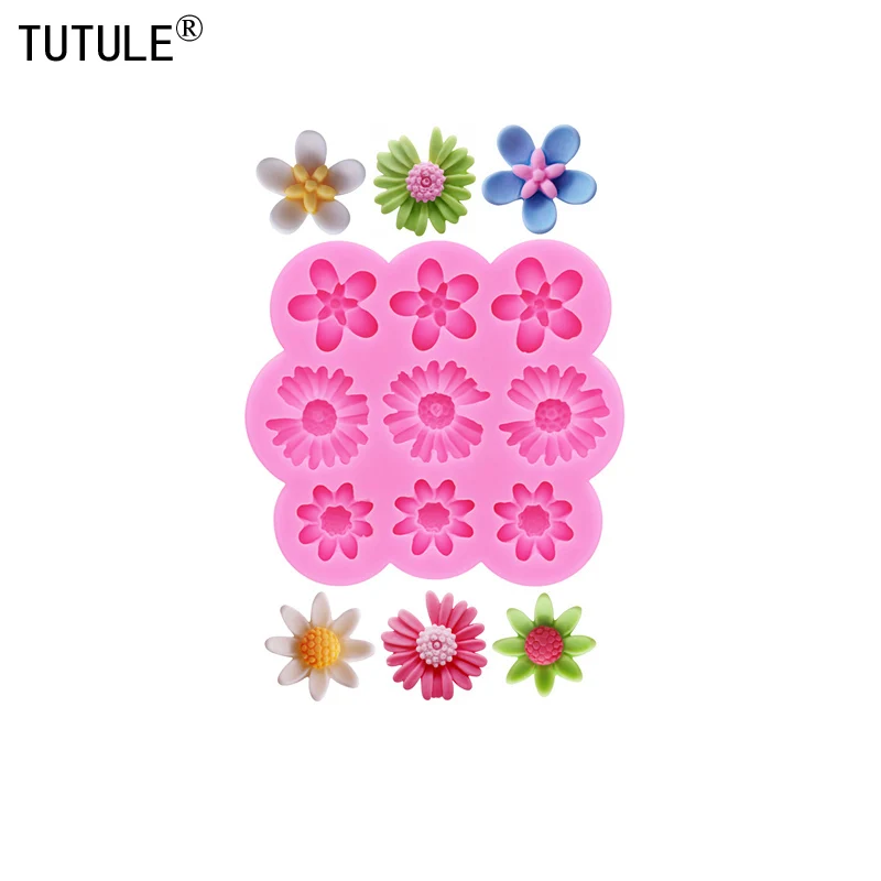 DIY Roses Clay epoxy resin Accessories Silicone Mould Notched daisy flowers Keychain Earrings Silicone Mold spend Chocolate Mold
