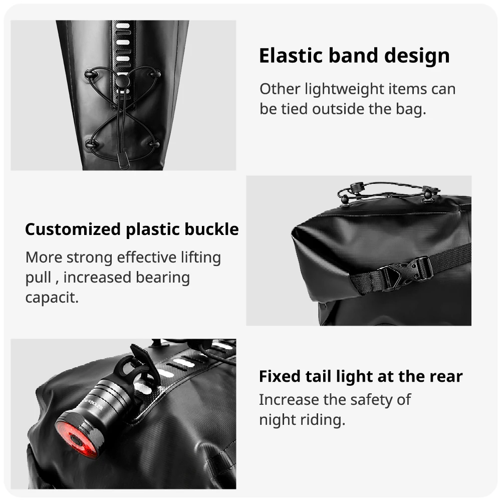 NEWBOLER Fahrrad-Satteltaschen-Stabilisator-Set, wasserdicht, 13 l, großes Fassungsvermögen, stabiler für MTB, Rennrad, passend für Wasserflaschenhalter – Detail 17