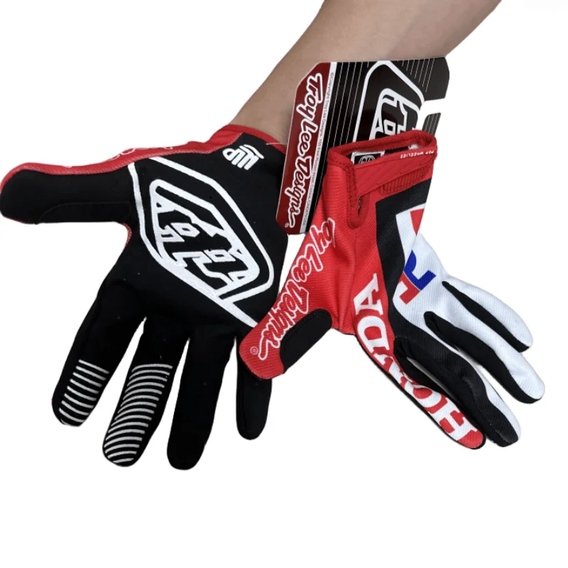 For HONDA HRC Motocross MTB MX Red Air Mesh Gloves Dirt Bike Riding Motorcycle Motorbike Riding Touring Breathable Touchscreen