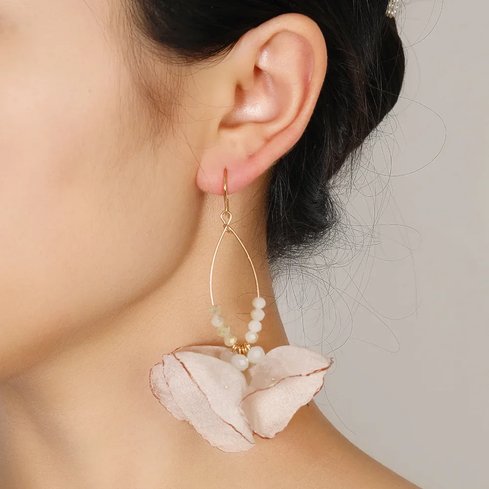 Cloth Flower Temperament Personality Beach Vacation Earrings Girls Flower Petals Fashion Simple Earrings Ladies Jewelry Gift