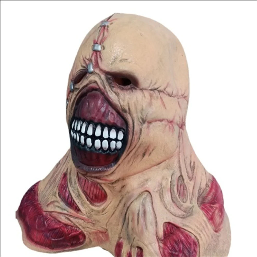 Halloween public enemy headgear, biochemical crisis, tyrant latex mask, terrifying face, zombie, haunted house, secret room