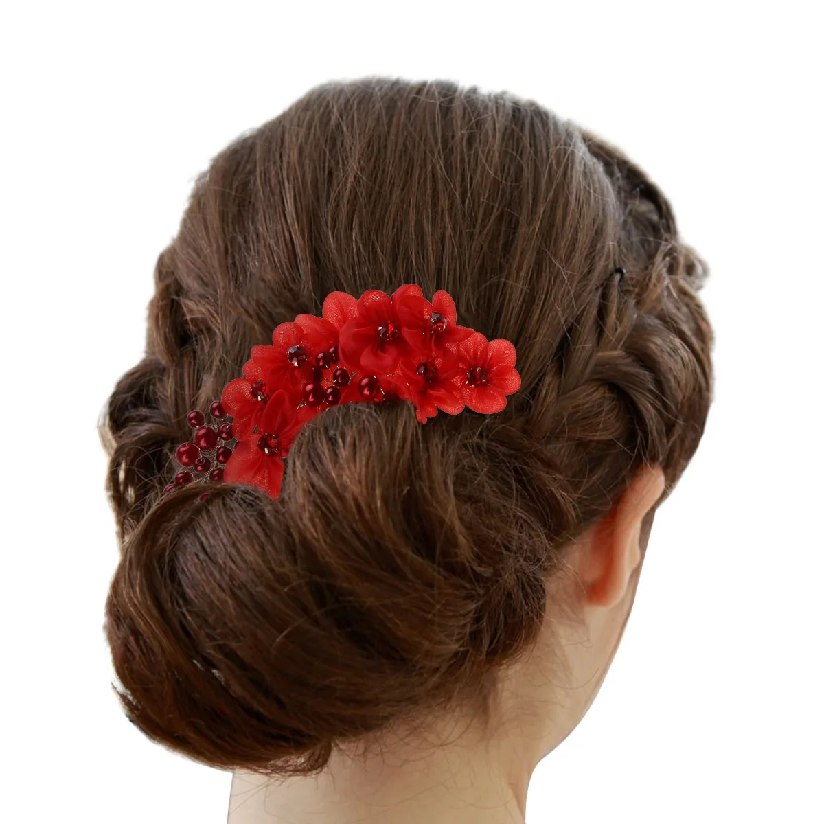 

Pearl Bride Hair Accessories Bridal Clip Red Accessory Headpieces for Wedding Hairpin Pins