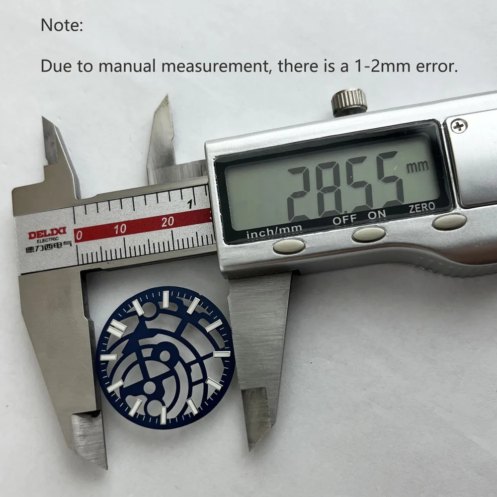 Quadrante scheletrato scavato luminoso NH38/NH70 da 28,5 mm per accessori per orologi con quadrante con movimento scheletrato automatico NH38/NH70/NH72