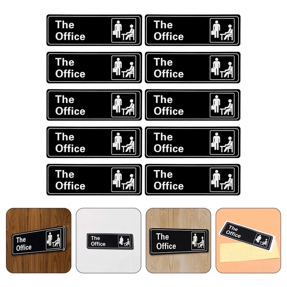 

10 Pcs Office Sign Stickers Self Adhesive PVC Door Decor for Office Hospitals Hotels Workplaces Building Public Places Wall