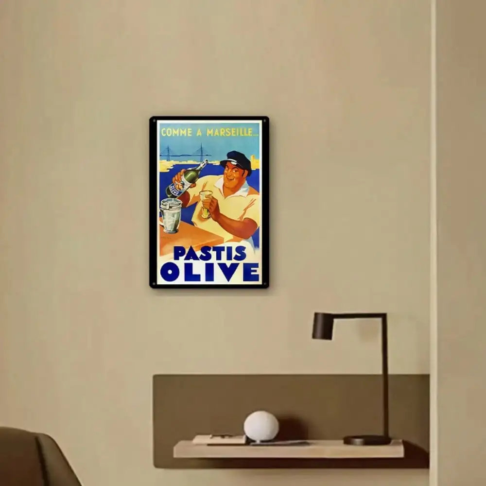 Винтажный синий художественный постер, 1 шт., настенное искусство в стиле ретро для бара и ресторана, 8x12 дюймов/20x30 см