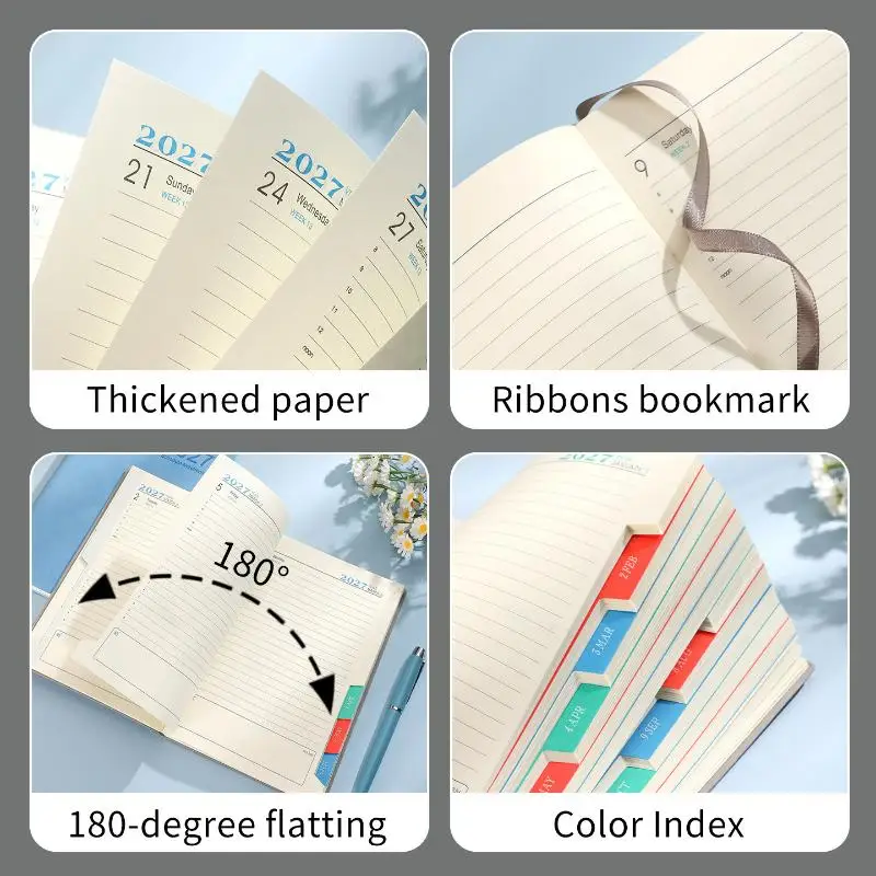 Portable 2027 Planner 365 Days Agenda Book Efficiency Schedule Notebook For School Office Work