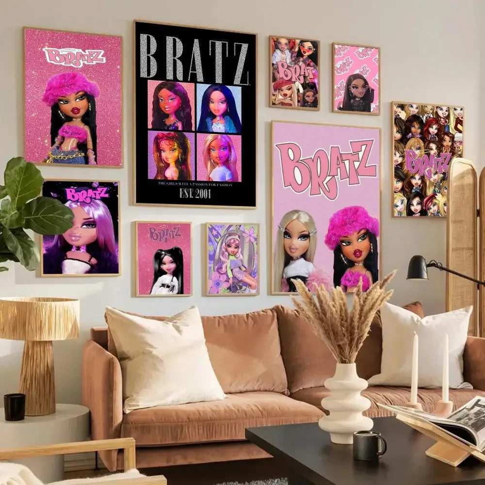 Arte de pared de moda moderna, hermosa muñeca Barbie Rosa móvil, póster impreso en lienzo HD para el hogar, decoraciones de dormitorio de niñas