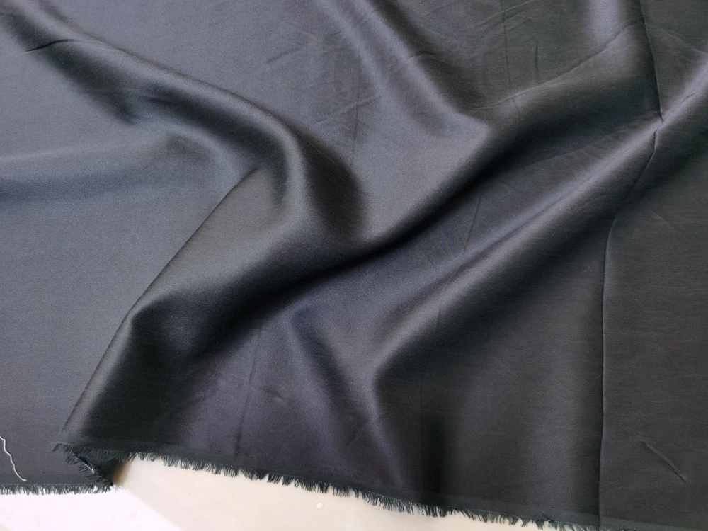 1 meter X 1.36 meter Soft Natural Silk Cotton Charmeuse Fabric Dress,Gown,Sleepwear,Classic Black