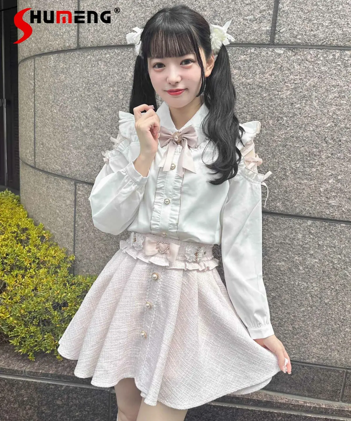 

Japanese Single Rojita Lolita Skirt Mine Bow Pleated Skirt Sweet All-Matching Slim Fit Slimming Preppy Style Students' Skirts