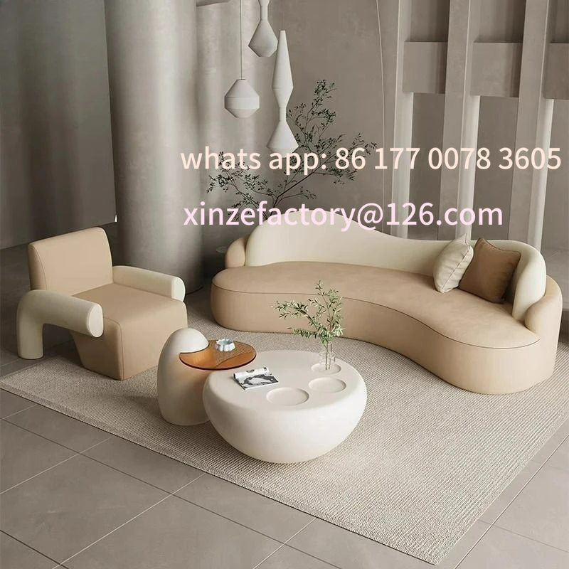 โซฟาโค้งดีไซน์พิเศษ รูปทรงสร้างสรรค์ สำหรับร้านเสื้อผ้าผู้หญิง ร้านเสริมสวย ร้านไอคอนอินเทอร์เน็ต ปรับแต่งได้ตามต้องการ