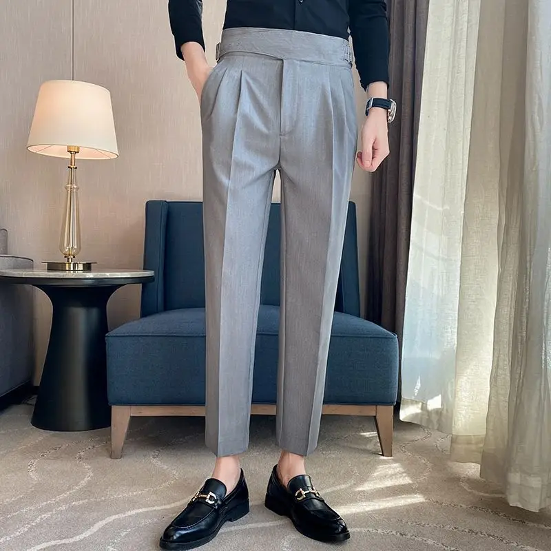 

Spring Autumn 2023 New Brand Stretch Pants Men Business Fashion Straight Classic Solid Color Thin Casual Trousers Male P147