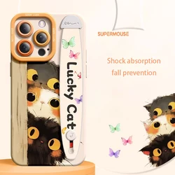 Deluxe Wrist Band Bracket Applicable iphone16 11 12 13 14 15 Pro Max Soft Silicone Cell Phone Three cats in ancient style