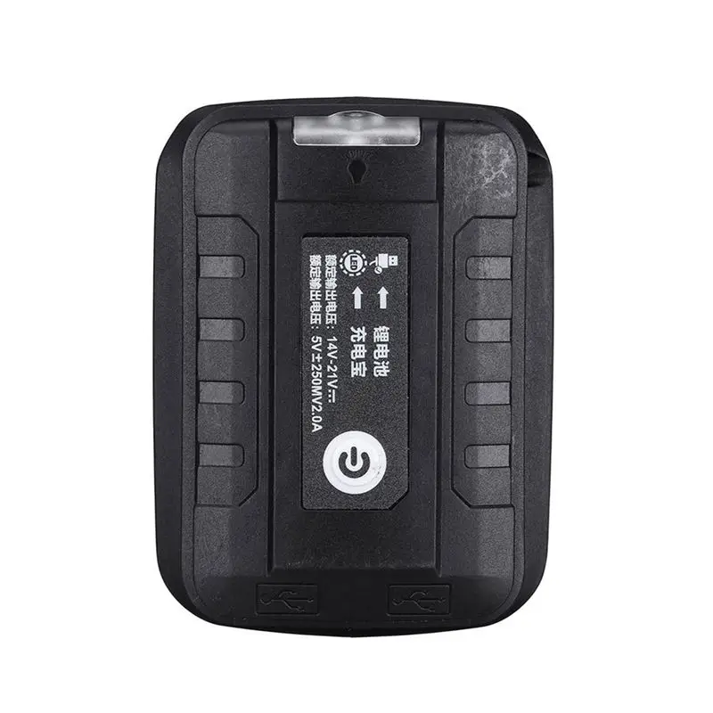 AT14 Adapter LED Lamp Flashlight USB Mobile Phone For 18V Li- Battery Black