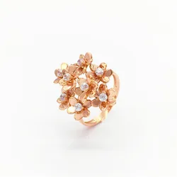 585 Purple Gold Sunflower Crystal Rings for Women Plated 14k Rose Gold Shiny Flower Ring Light Luxury Exquisite Jewelry