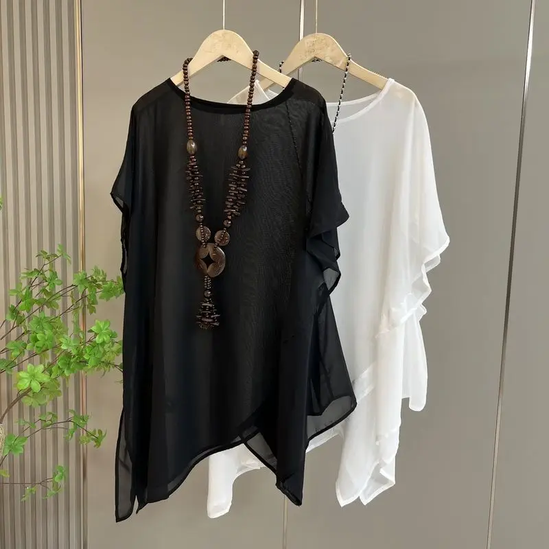 

Женское модное летнее пончо, топы, асимметричная тюлевая накидка, пальто, винтажная элегантная шифоновая длинная шаль, накидки, вечерняя свадебная накидка