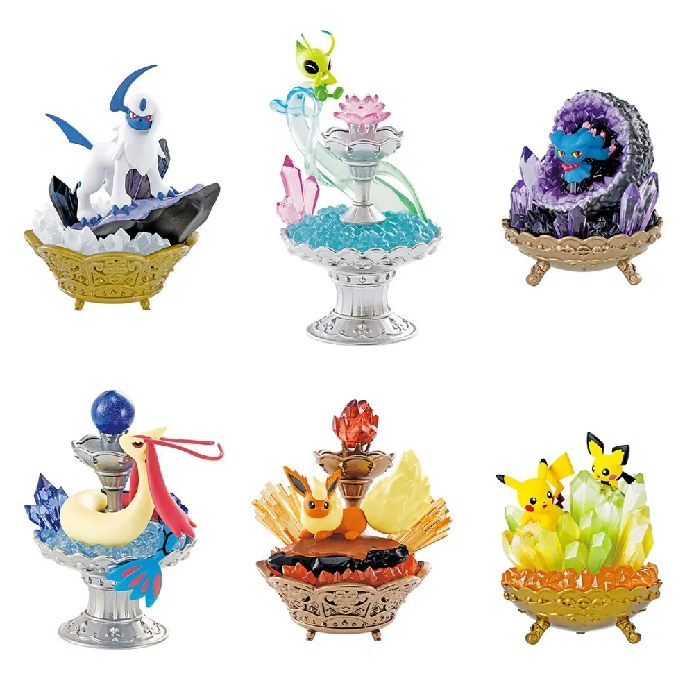 

Pokemon Miniature Gemstone Scene Blind Box Pocket Monster Figure Collections Milotic Celebi Misdreavus Absol Pikachu Toys Gifts