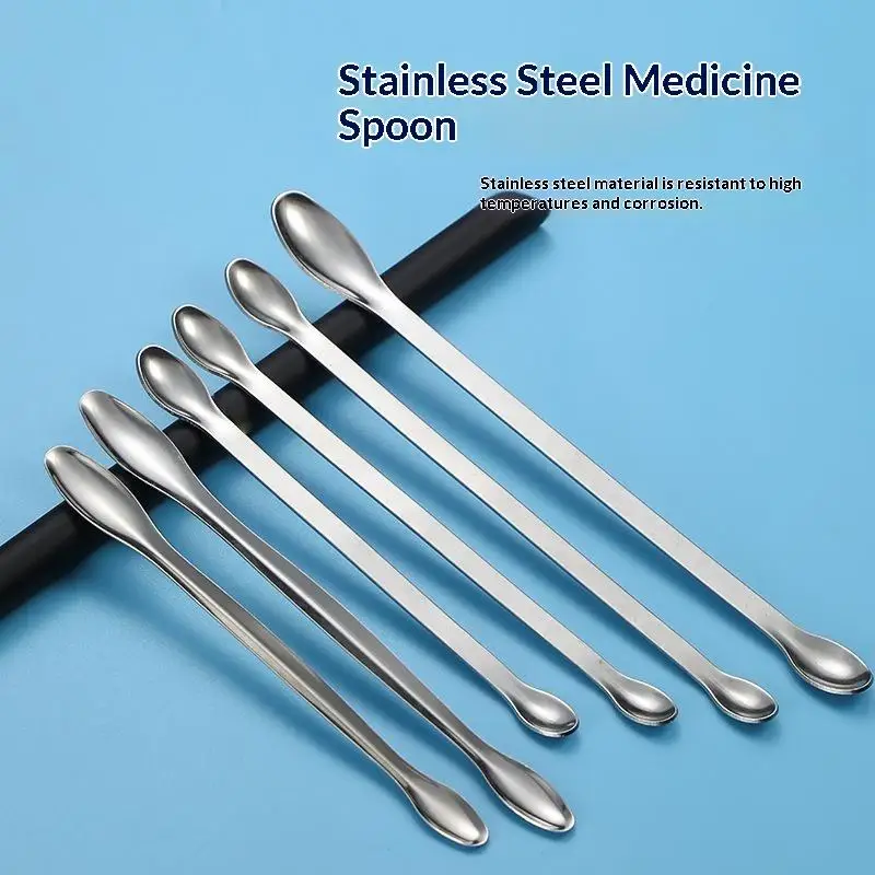 Medicinal Spoon Ladle Double-ended Experiment Pharmacy Lab Use Reagents Sample Spatula Weighing Spoon